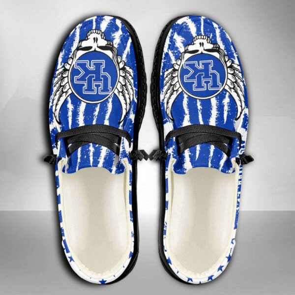 NCAA Kentucky Wildcats Skull Wings Star Pattern Custom Name Moccasin Slippers ? Hey Dude Shoes