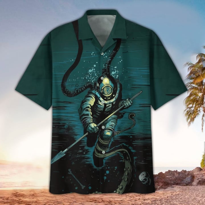 Scuba Aloha Shirt, Perfect Hawaiian Shirt For Scuba Lover