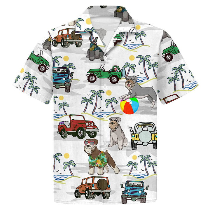 Schnauzer And Jeep Hawaiian Shirt Beach Shirt Gift For Schnauzer Mom Schnauzer Dad, Aloha Hawaiian Shirt