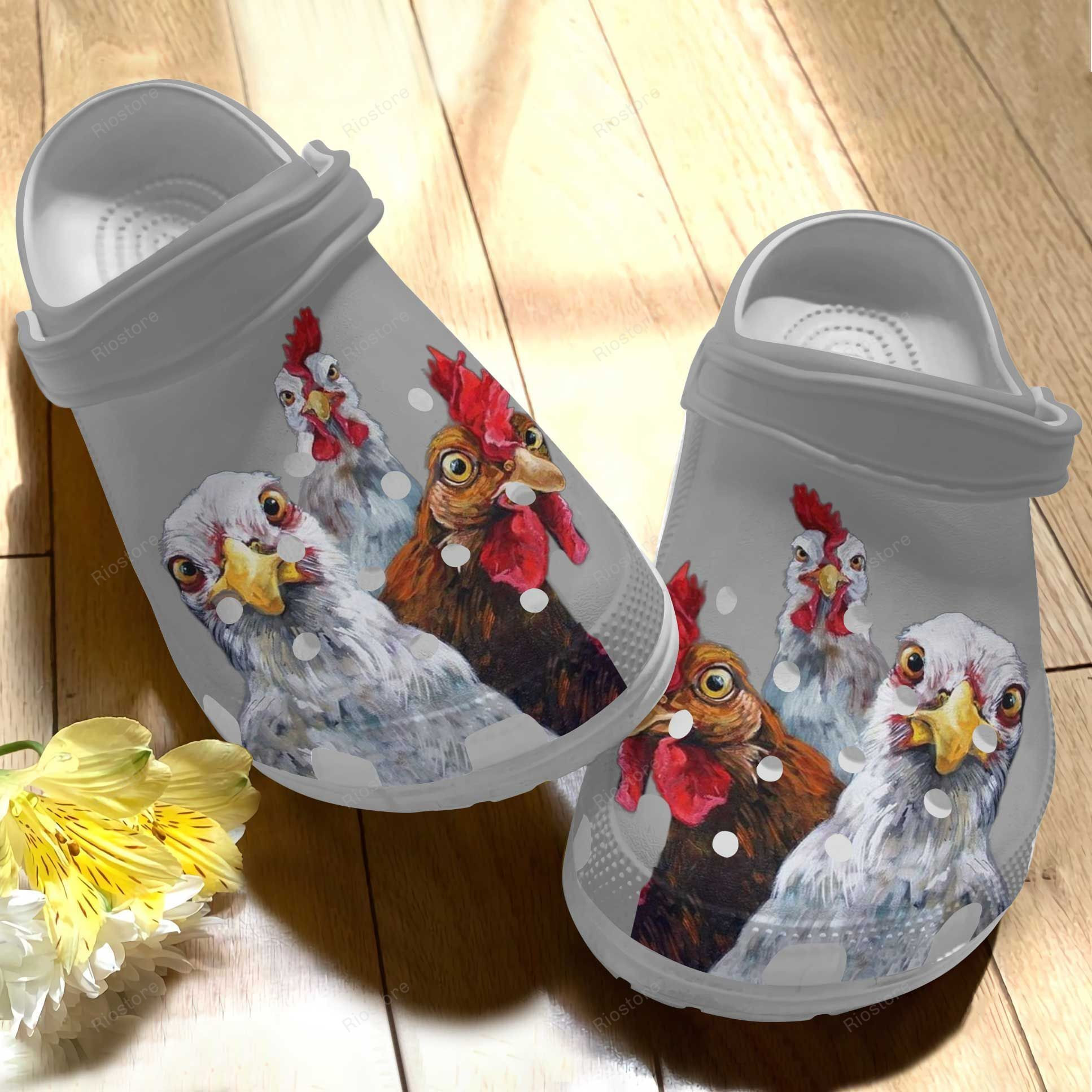 Personalized Clogs –  Funny Trio Chicken Croc Shoes – Chickens Shoes Crocbland Clog Birthday Gifts For Son Daughter