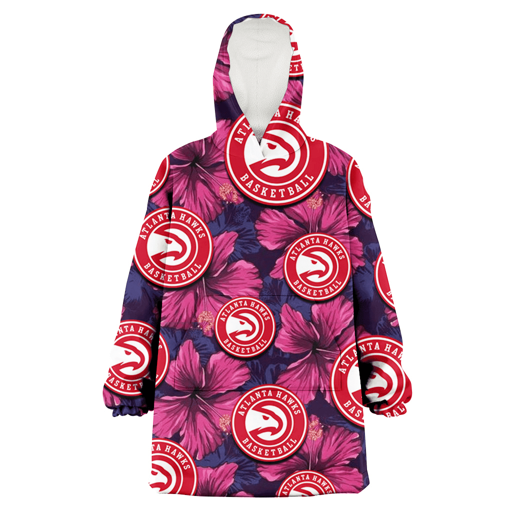 Atlanta Hawks Plum Vilolet Hibiscus Dark Navy Leaf Black 3D Printed Hoodie Blanket Snug Hoodie