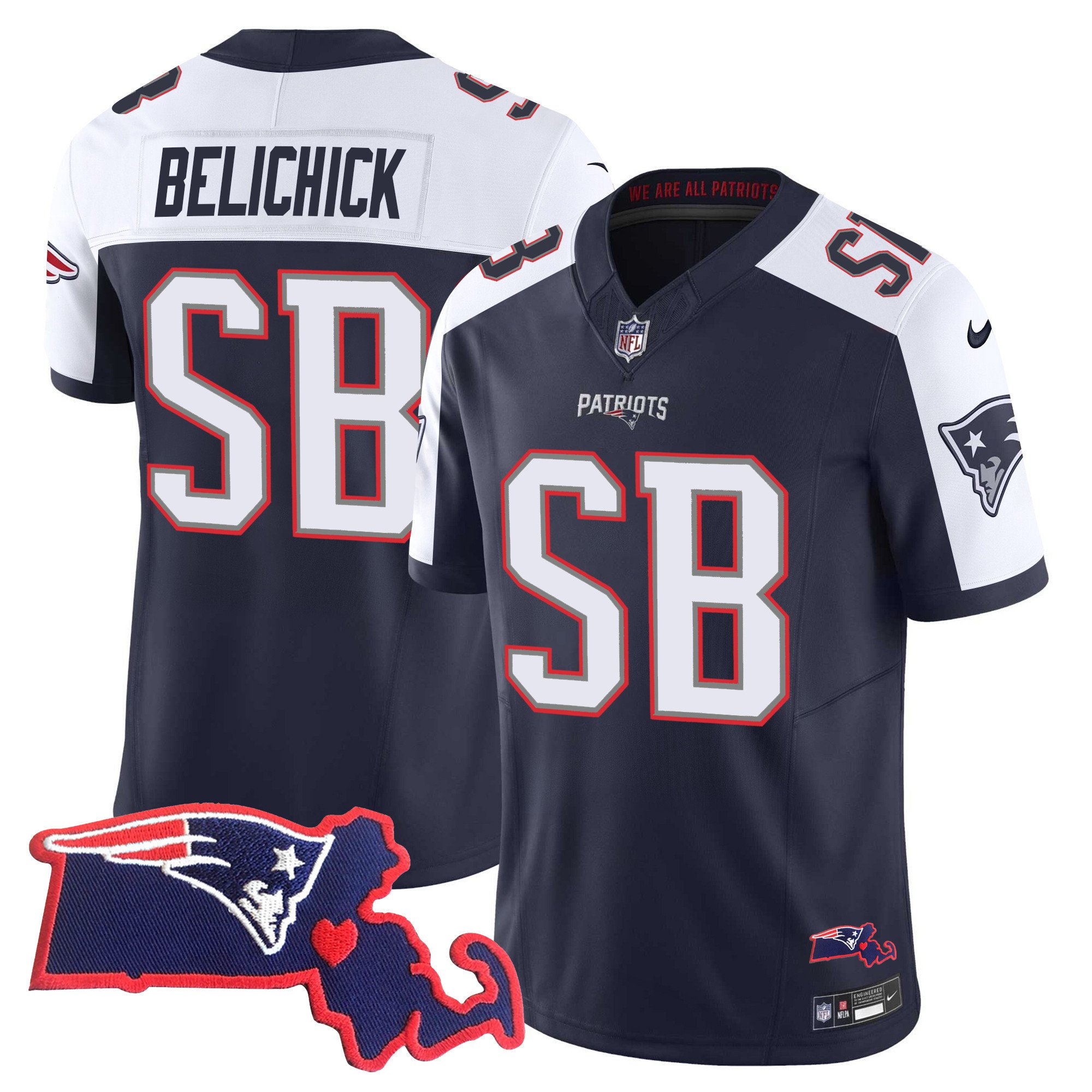 Women’S Patriots Bill Belichick “Sb 36, 38, 39, 49, 51 Champions” Vapor Jersey – All Stitched