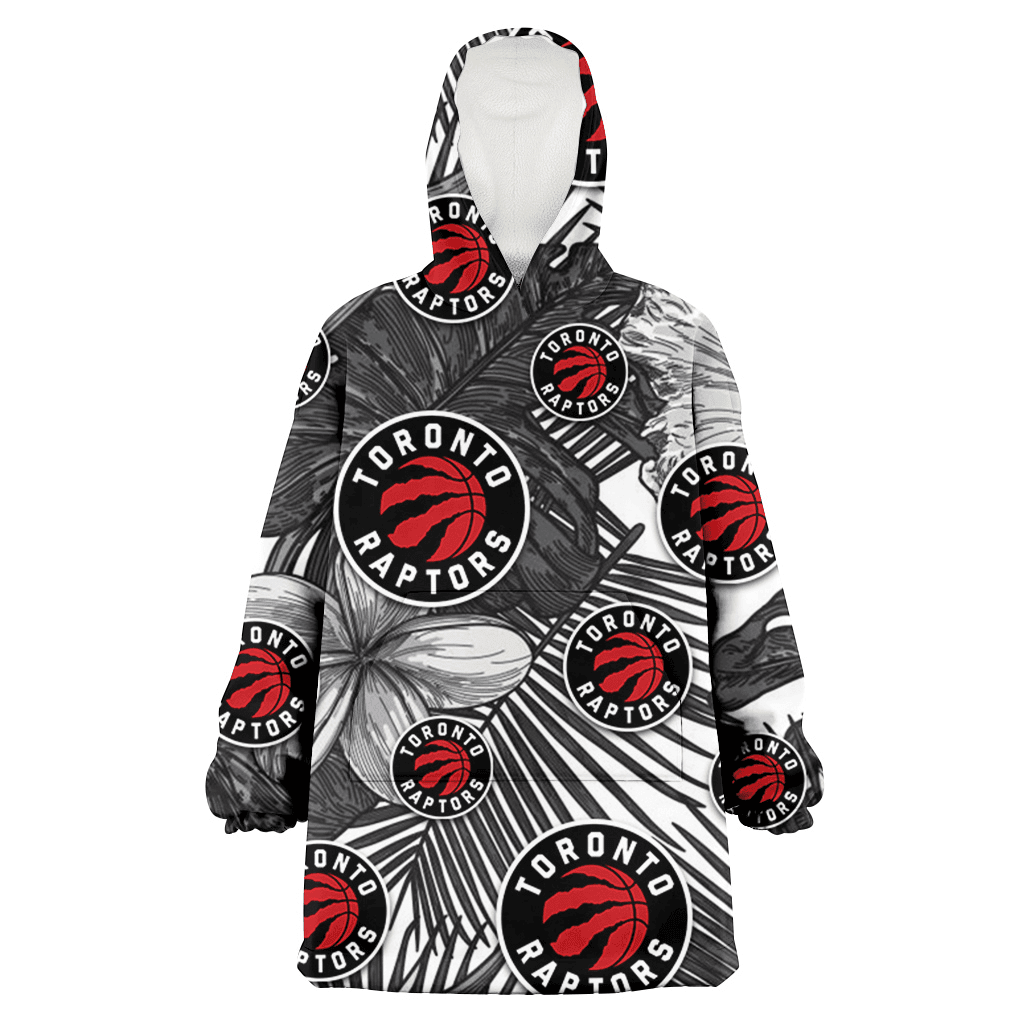 Toronto Raptors Grey Sketch Hibiscus Palm Leaf White Background 3D Printed Hoodie Blanket Snug Hoodie