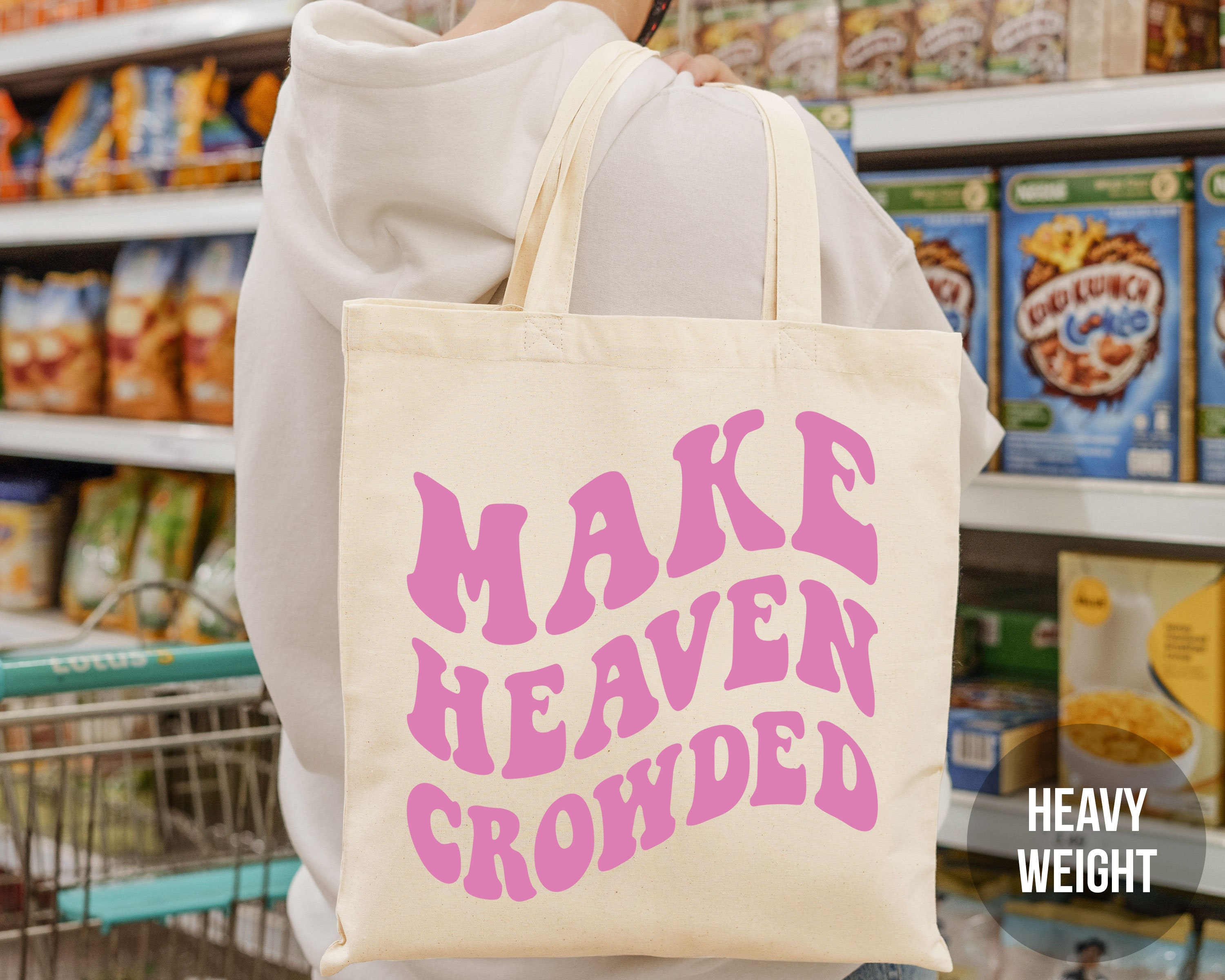 Make Heaven Crowded Christian Tote Bag Christian Bible Tote Bag Jesus Tote Bag Christian Merch Trendy Tote Cute Canvas Tote Cloth Bag Preppy