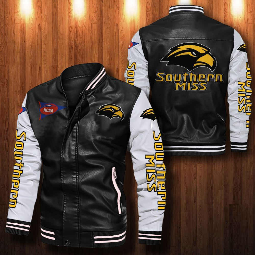 Southern Miss Golden Eagles Leather Varsity Jacket Bomber Coat