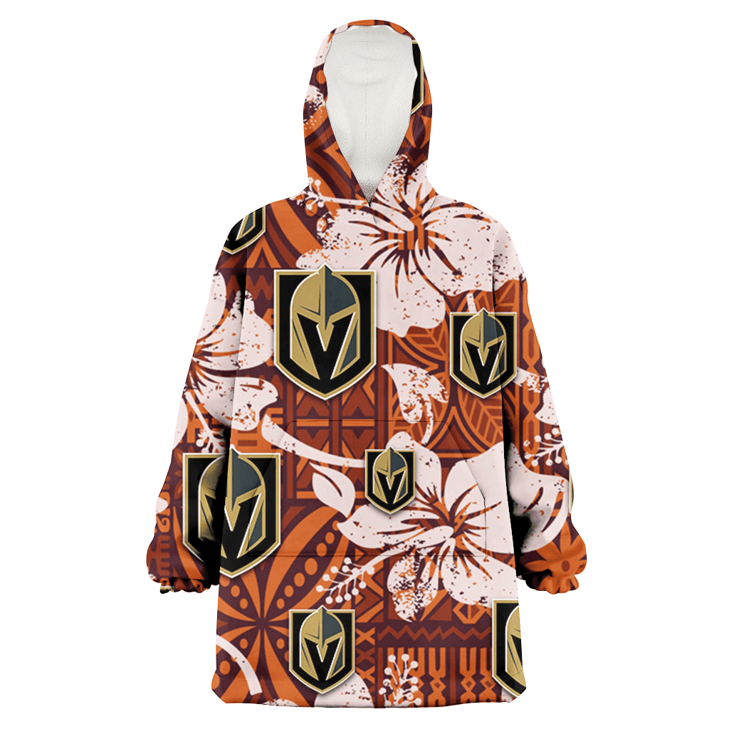 Vegas Golden Knights Bisque Hibiscus Brown Pattern 3D Printed Hoodie Blanket Snug Hoodie