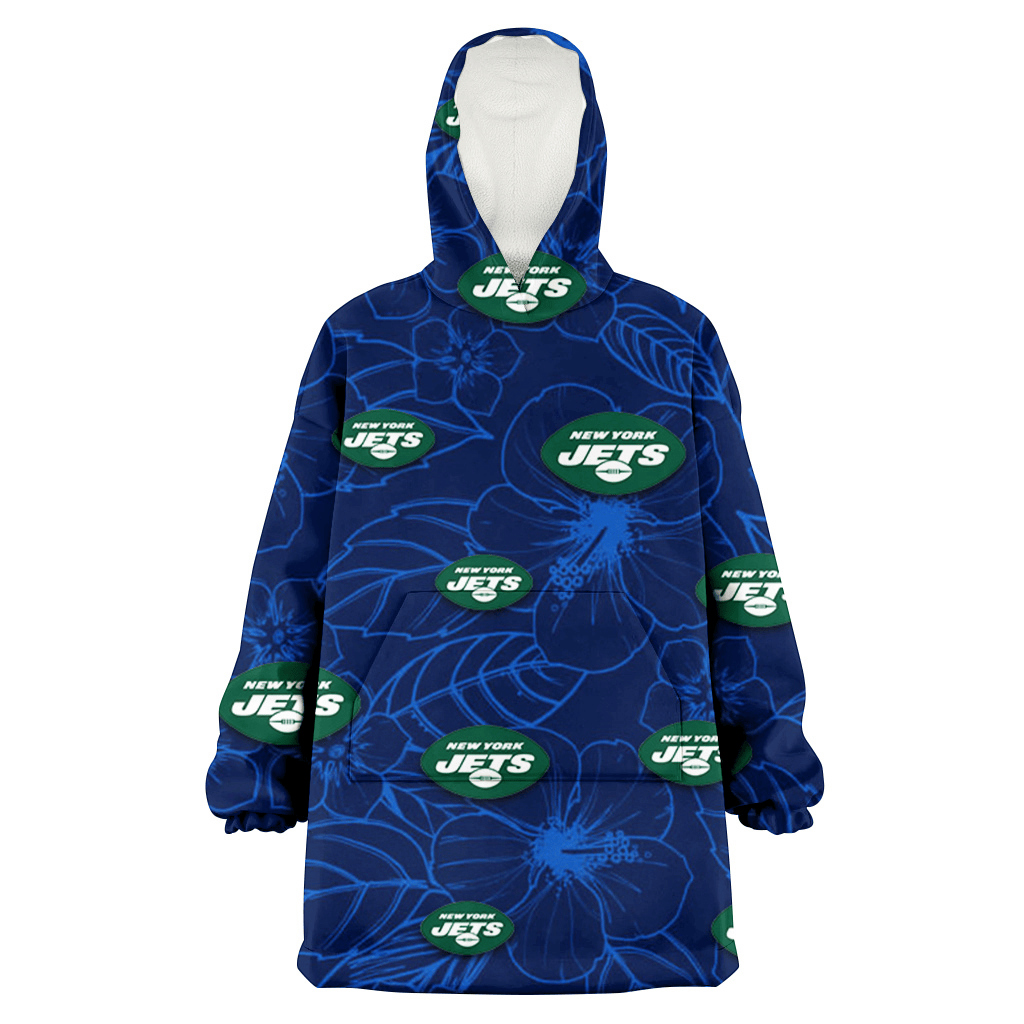 New York Jets Sketch Hibiscus Dark Background 3D Printed Hoodie Blanket Snug Hoodie