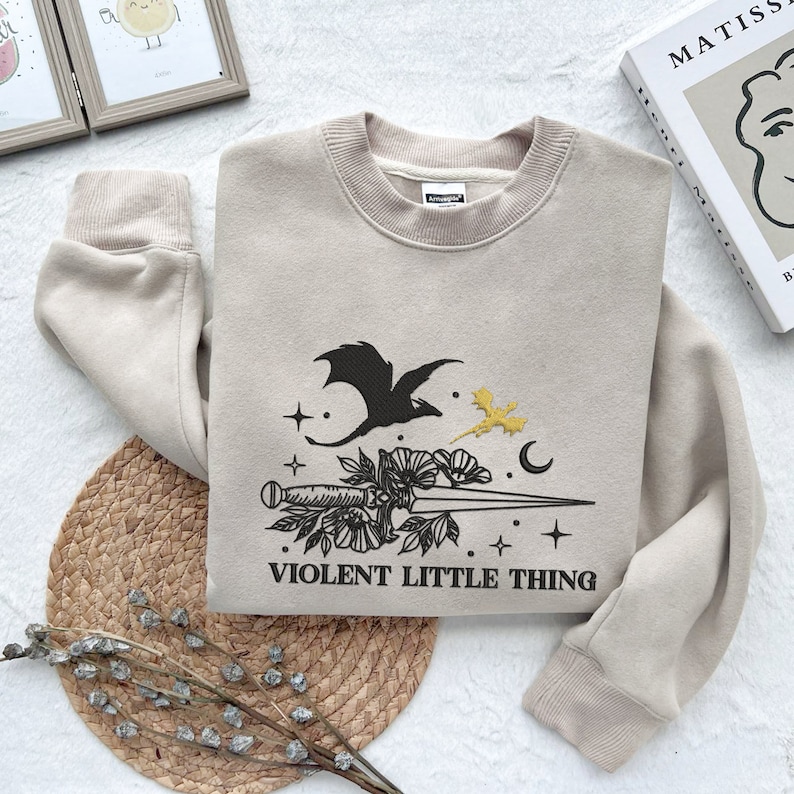 EMBROIDERED SJM – Violent Little Thing Sweatshirt, Terrasen Sweatshirt, Throne of Glass sweatshirt, Fourth Wing Shirt, Xaden Riorson Shirts