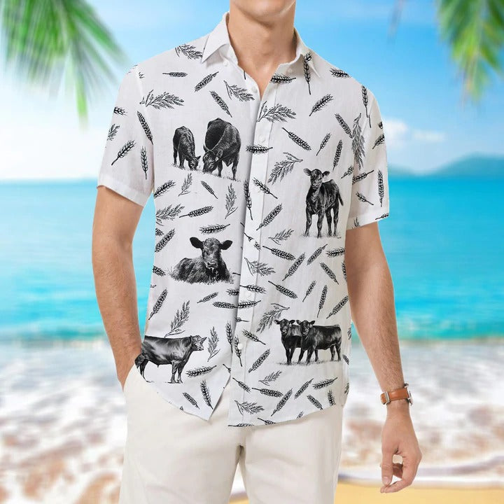 Cattle Pattern – Hawaiian Shirt, Unisex Print Aloha Short Sleeve Casual Shirt, Cow Hawaiian Shirt