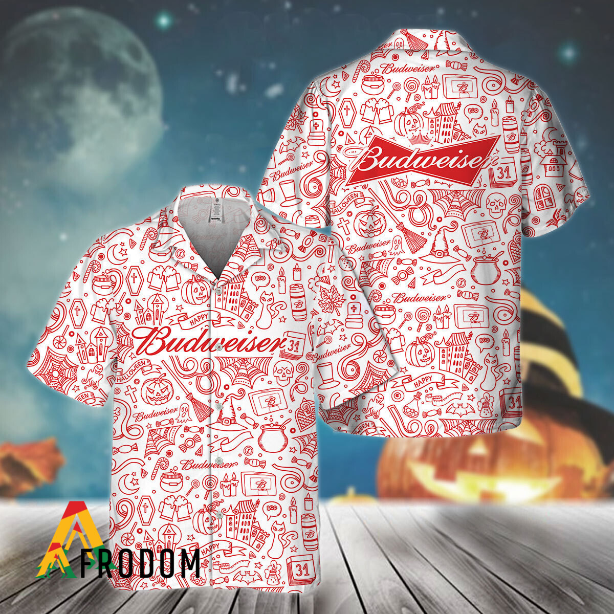 Doodle Art Budweiser Beer Hawaiian Shirt