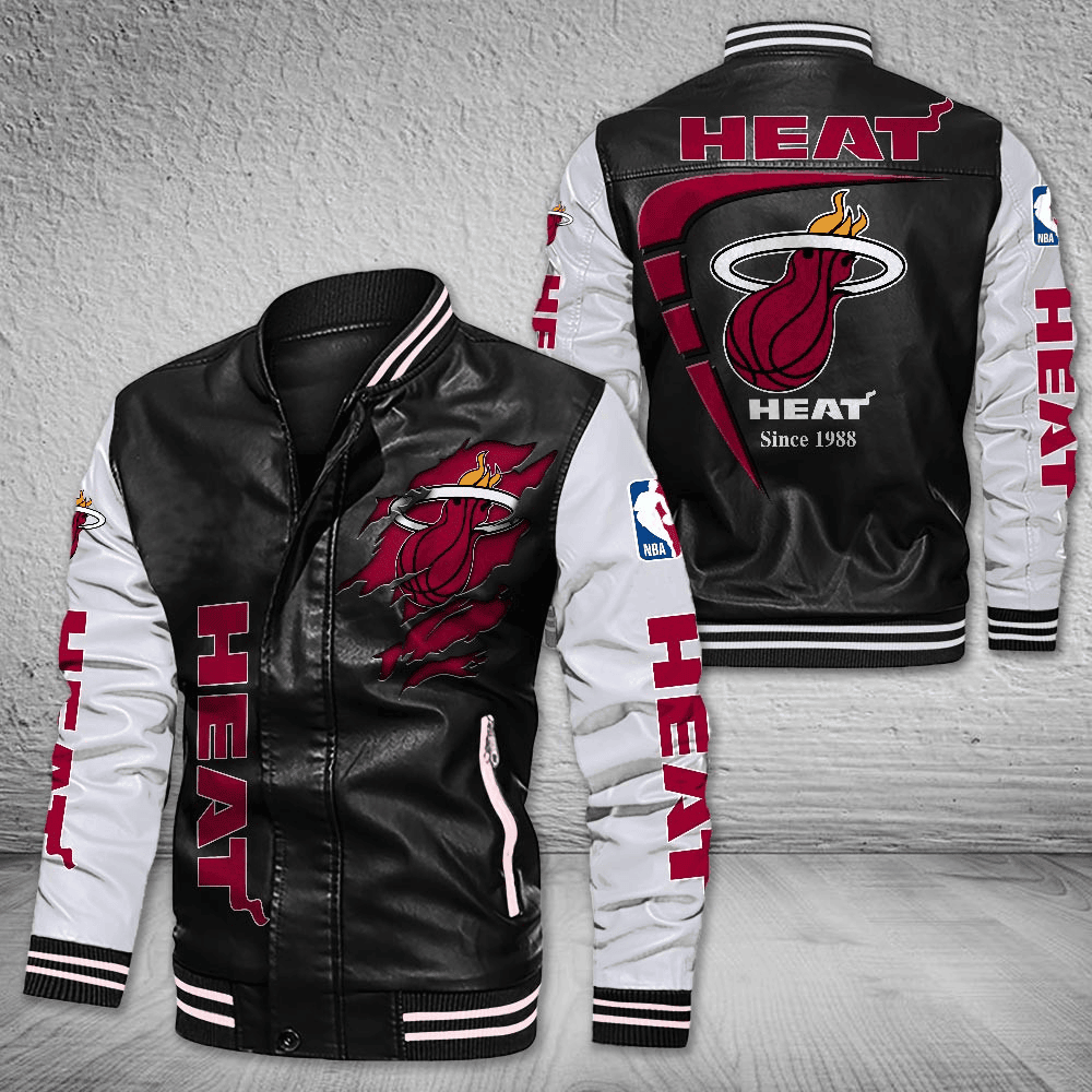 Miami Heat Leather Varsity Jacket