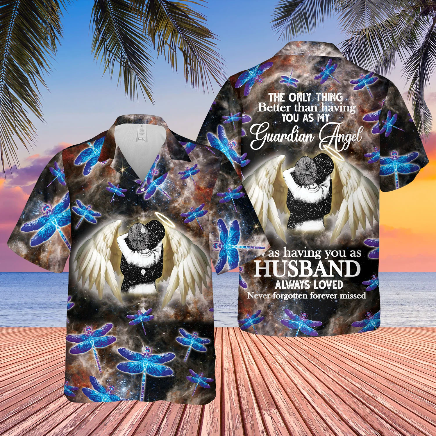 My Guardian Angel My Husband Dragosport-Teamy Memorial Hawaiian Shirt, Memory Gifts For Loss Of Husband