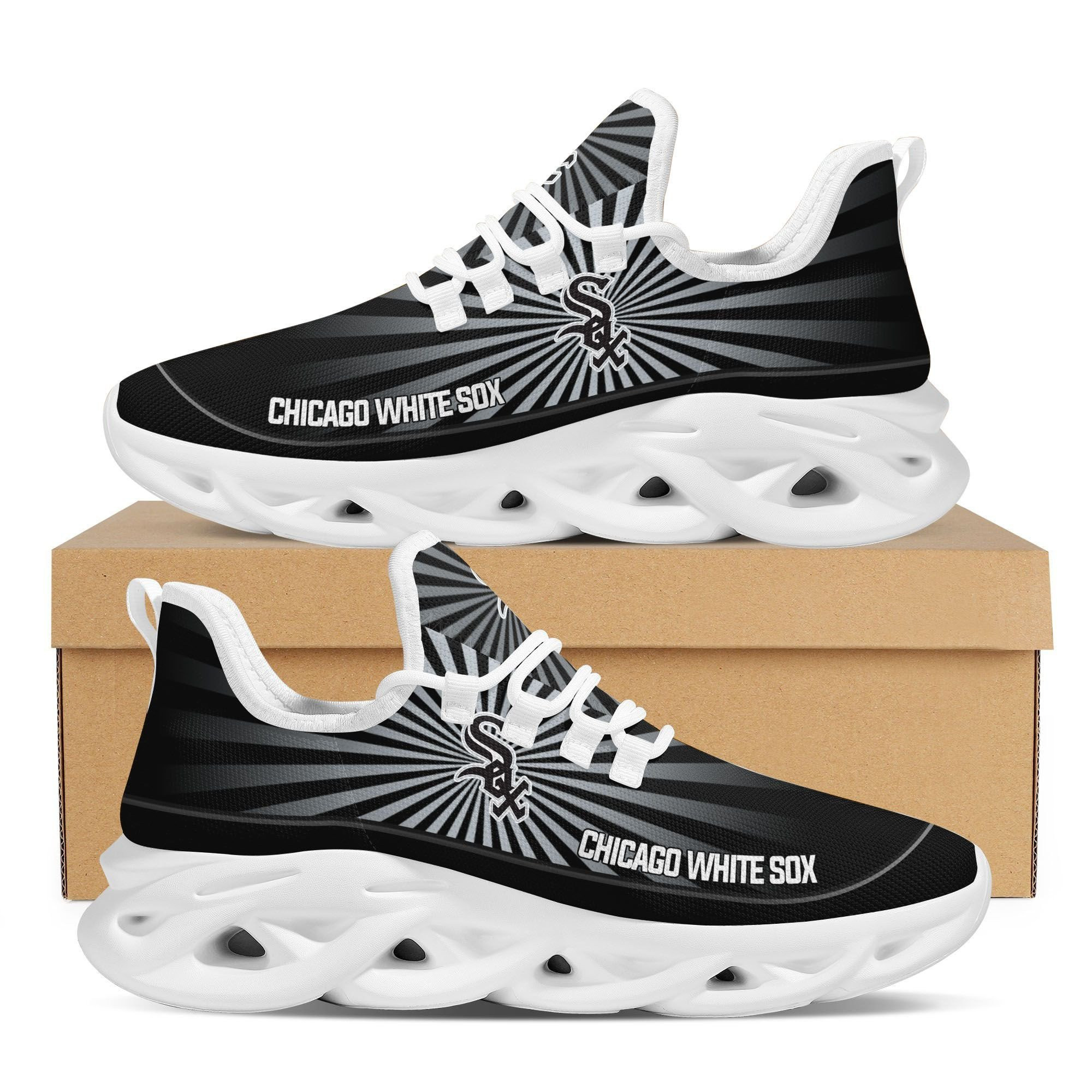 Chicago White Sox Baseball Team Name And Logo Light Flashes Design Max Soul Clunky Shoes Sneakers