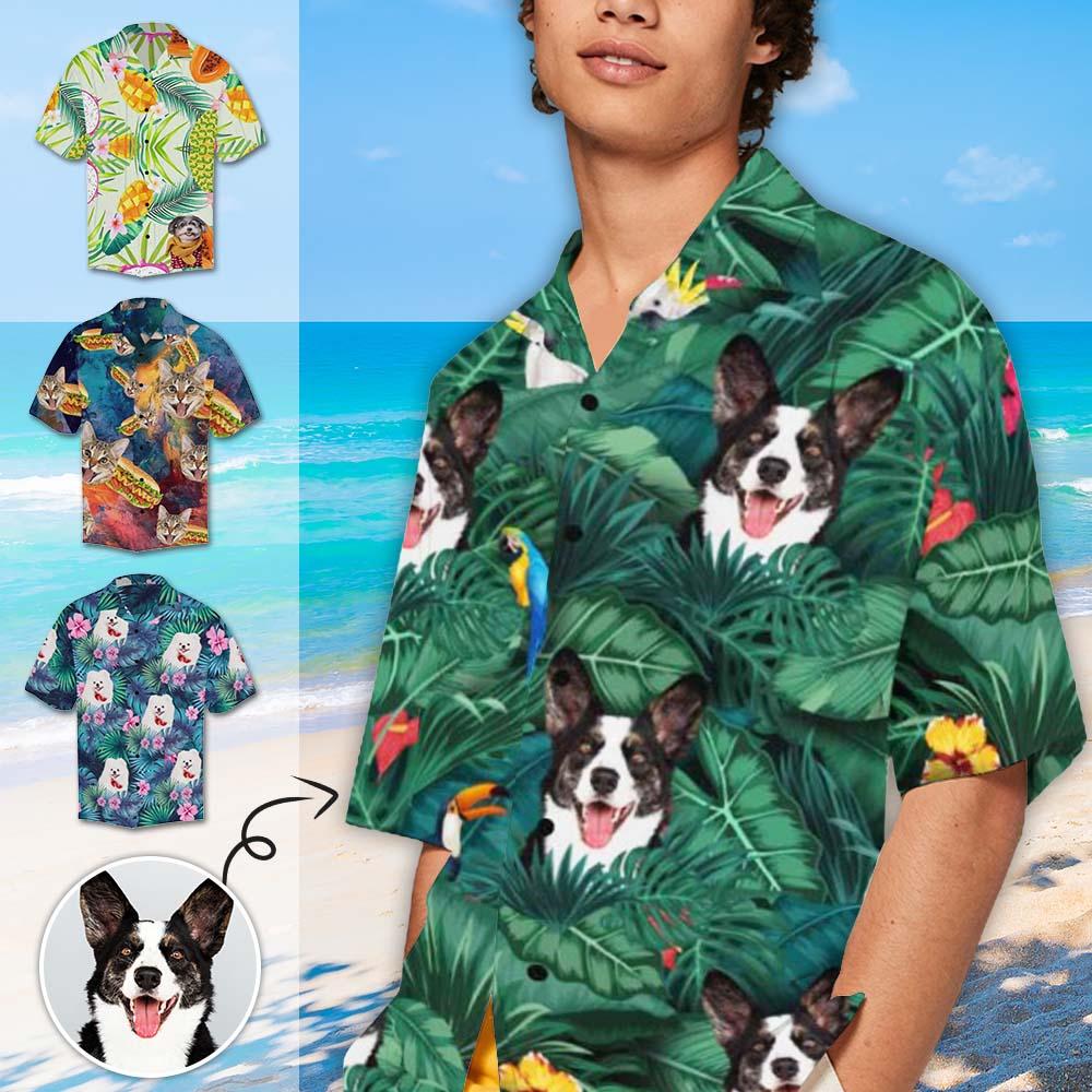 Custom Print Hawaiian Shirt With Face My Pet Design Your Own Unique Gift For Boyfriend/Husband, Gift For Dog Lover