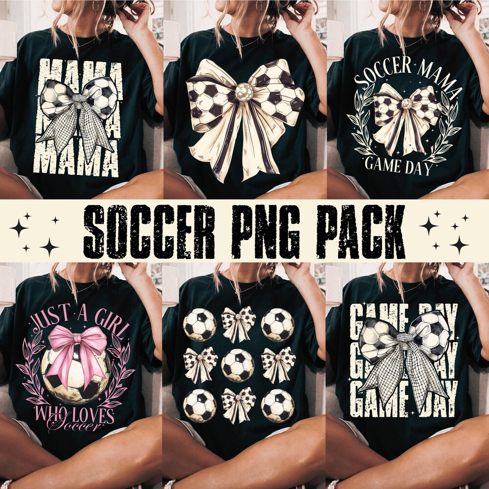 Coquette Soccer Bundle Png, Coquette Bow PNG, Game day Shirt Png, Soccer Sport Png, Soccer Mom Png, Soccer Girly Sublimation Designs