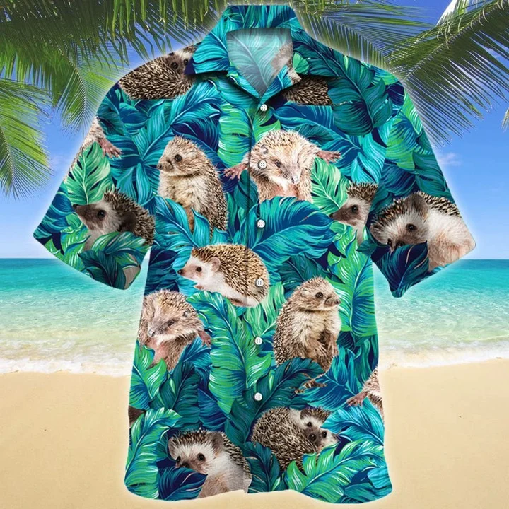 Stunning Tropical Jungle Hedgehog Lovers Hawaiian Shirt