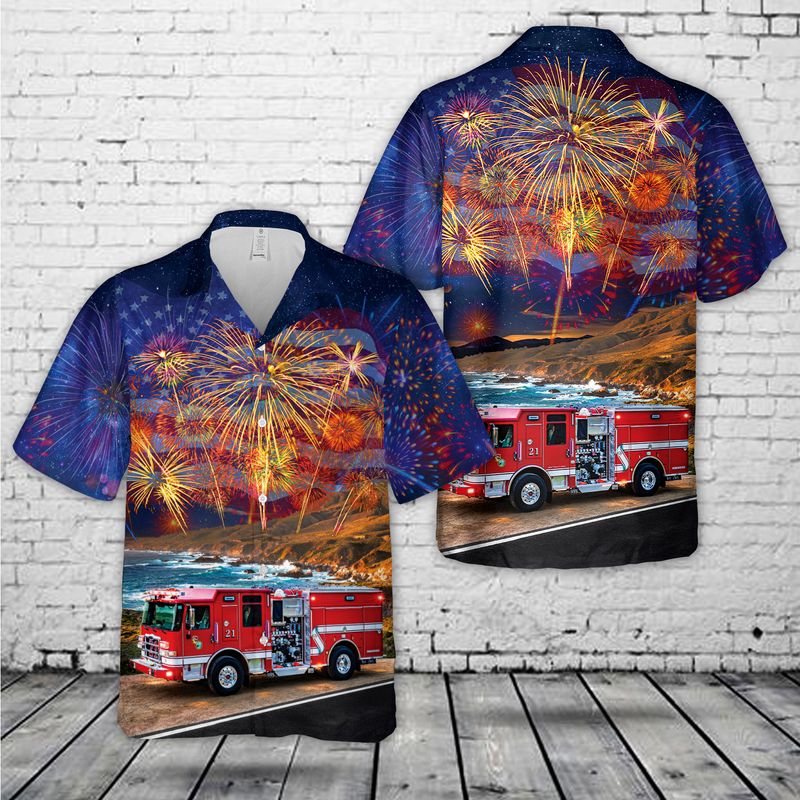 Carmel-By-The-Sea, California, Cal Fire/Carmel Highlands Fire Protection District, 4Th Of July Hawaiian Shirt