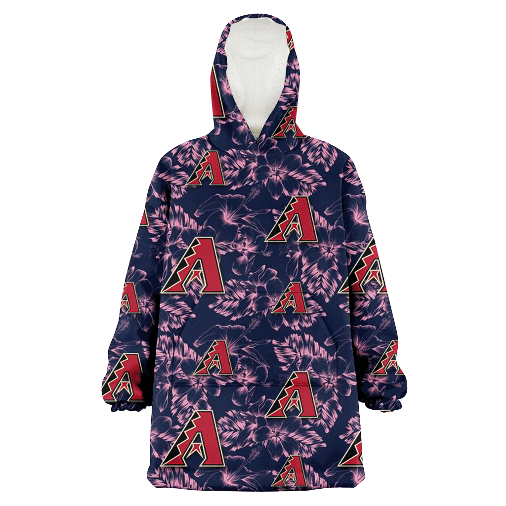 Arizona Diamondbacks Thistle Sketch Hibiscus Dark Slate Blue Background 3D Printed Hoodie Blanket Snug Hoodie