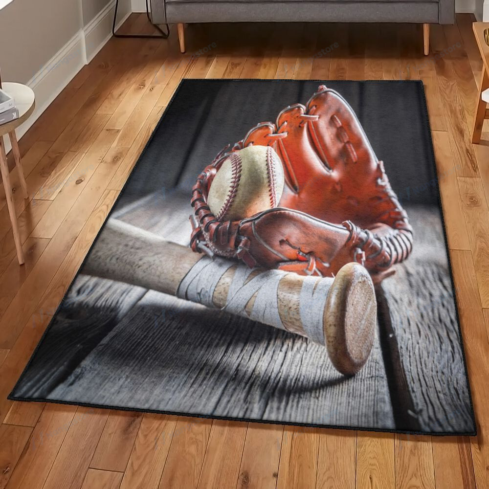 Baseball Bat Baseball Area Rectangle Rugs Carpet Living Room Bedroom Availablerug Store