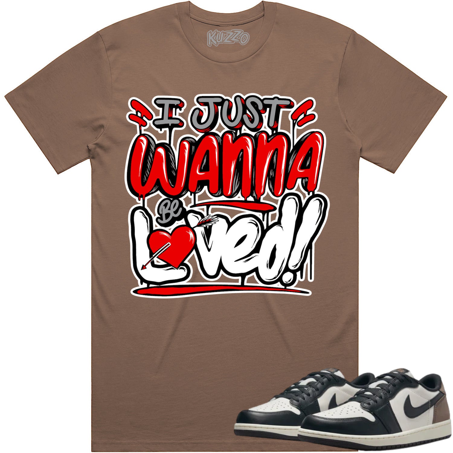 Mocha Low 1s Shirt to Match - Jordan 1 Low Sneaker Tees - Loved x PrintMyShoes For You x PeckShirt