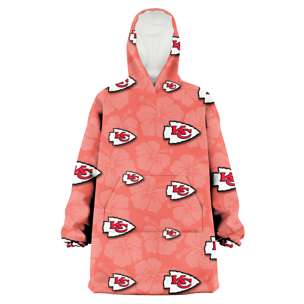 Kansas City Chiefs Peach Puff Hibiscus Tomato Orange Background 3D Printed Hoodie Blanket Snug Hoodie