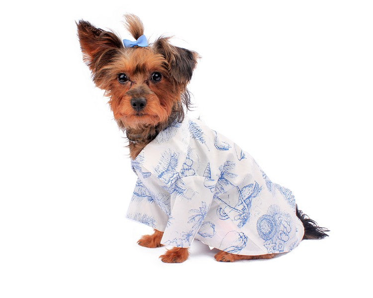 Dog Aloha Shirt in Vintage Tropical Toile