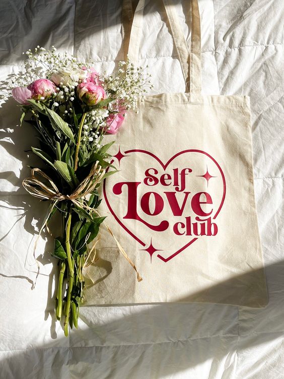 Self Love Club Tote Bag N095, Canvas Tote Bags, Tote Bag Design, Tote Bag Idea