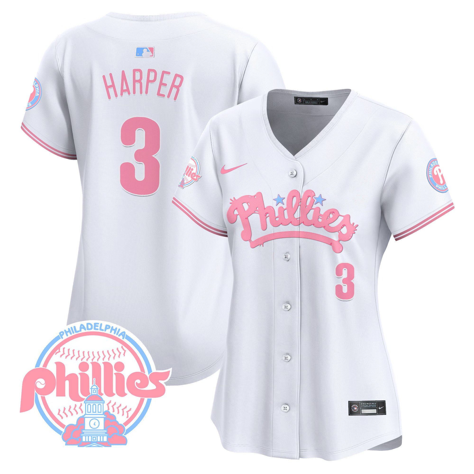 Women’S Phillies Bubblegum Pink Vapor Premier Limited Jersey – All Stitched