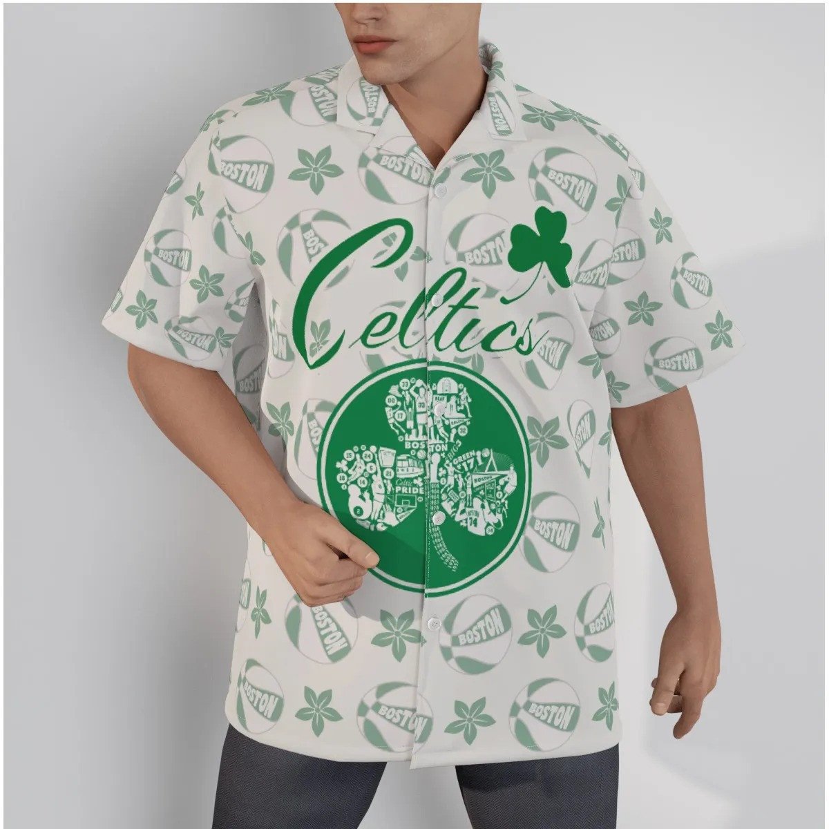 Boston Celtics Nba 2023 Flower Pattern 3D Hawaiian Shirt