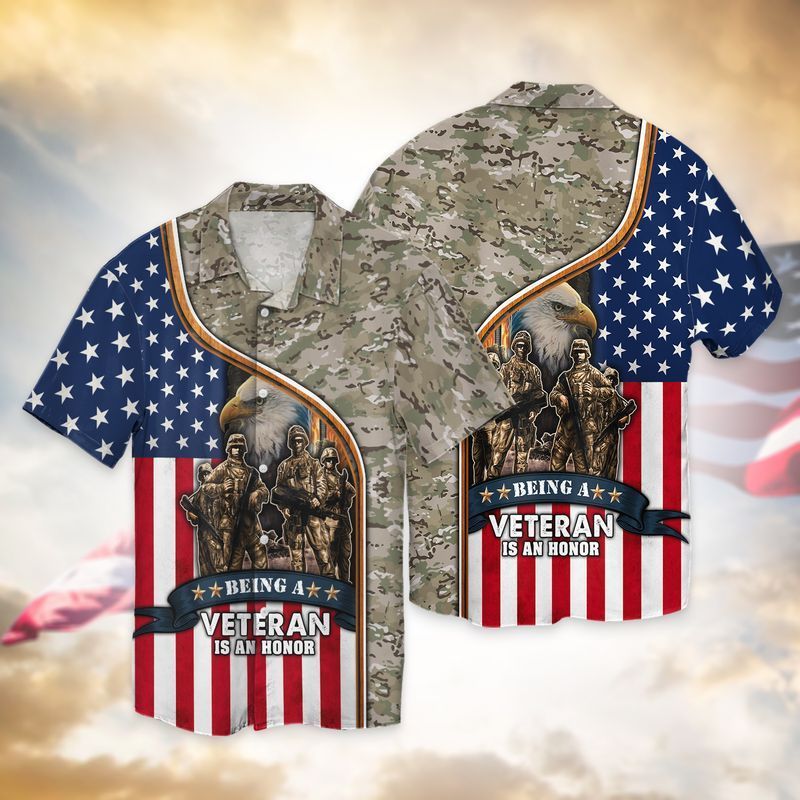 4Th Of July Independence Day American Being A Veteran Is A Honor Hawaiian Shirt