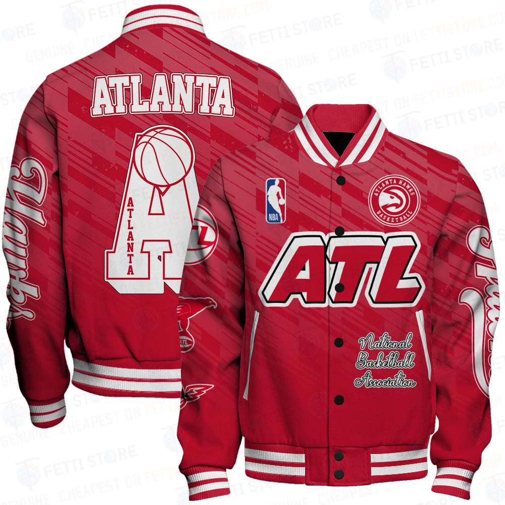 Atlanta Hawks Team Logo Sport Pattern NBA Varsity Jacket