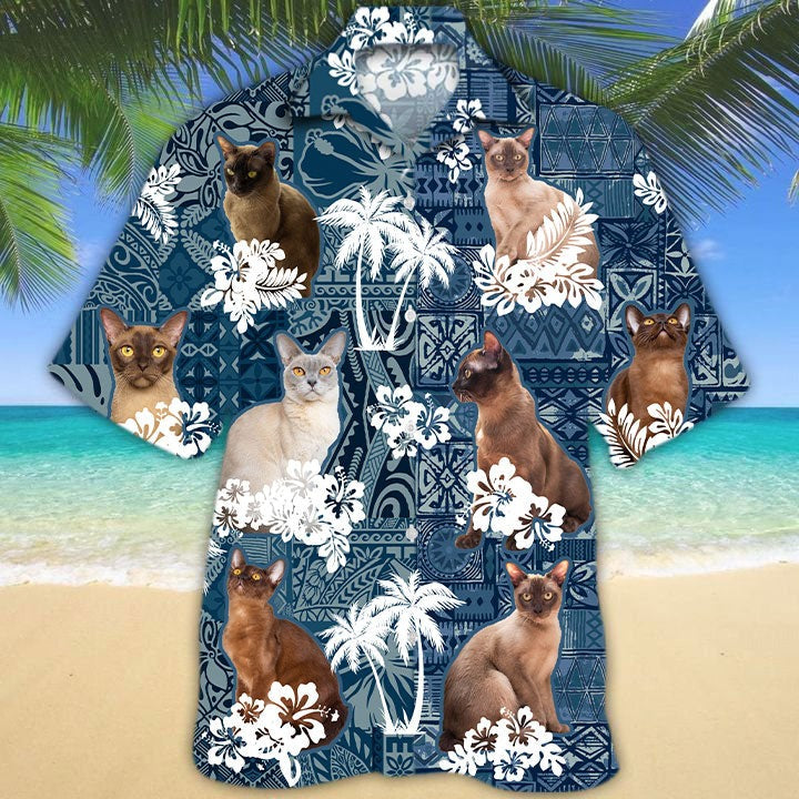 Burmese Hawaiian Shirt, 3D Full Print Hawaii Cat Shirts, Cat In A Hawaiian Shirt, Hawaiian Shirt Cat