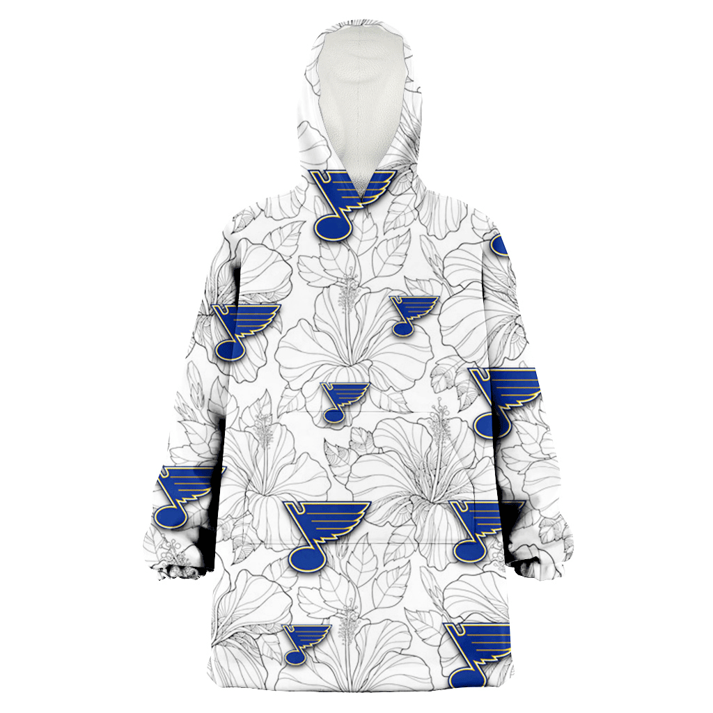 St. Louis Blues Sketch Hibiscus White Background 3D Printed Hoodie Blanket Snug Hoodie