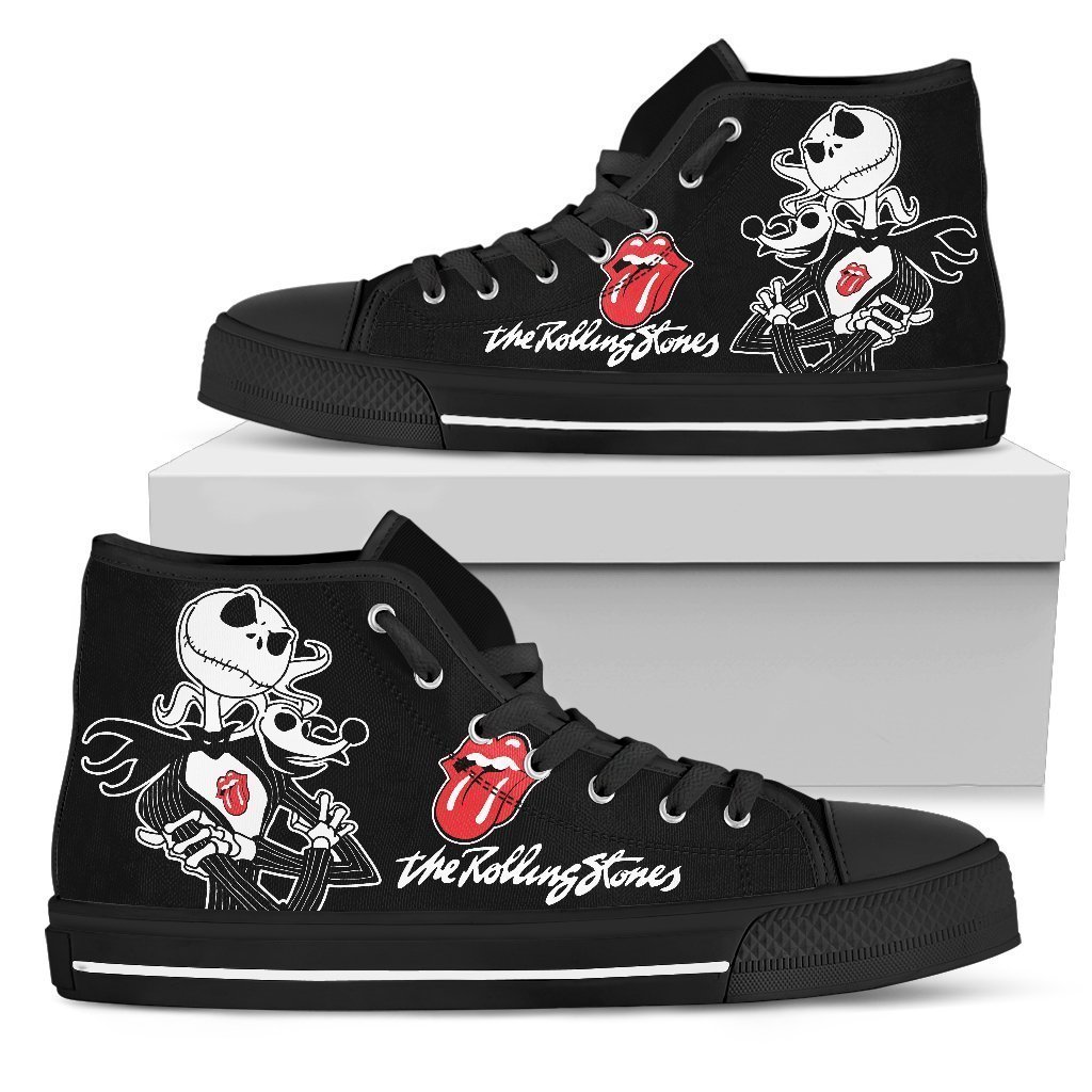 The Rolling Stones Sneakers Jack Skellington High Top Shoes Gift Idea Trendy Fashion