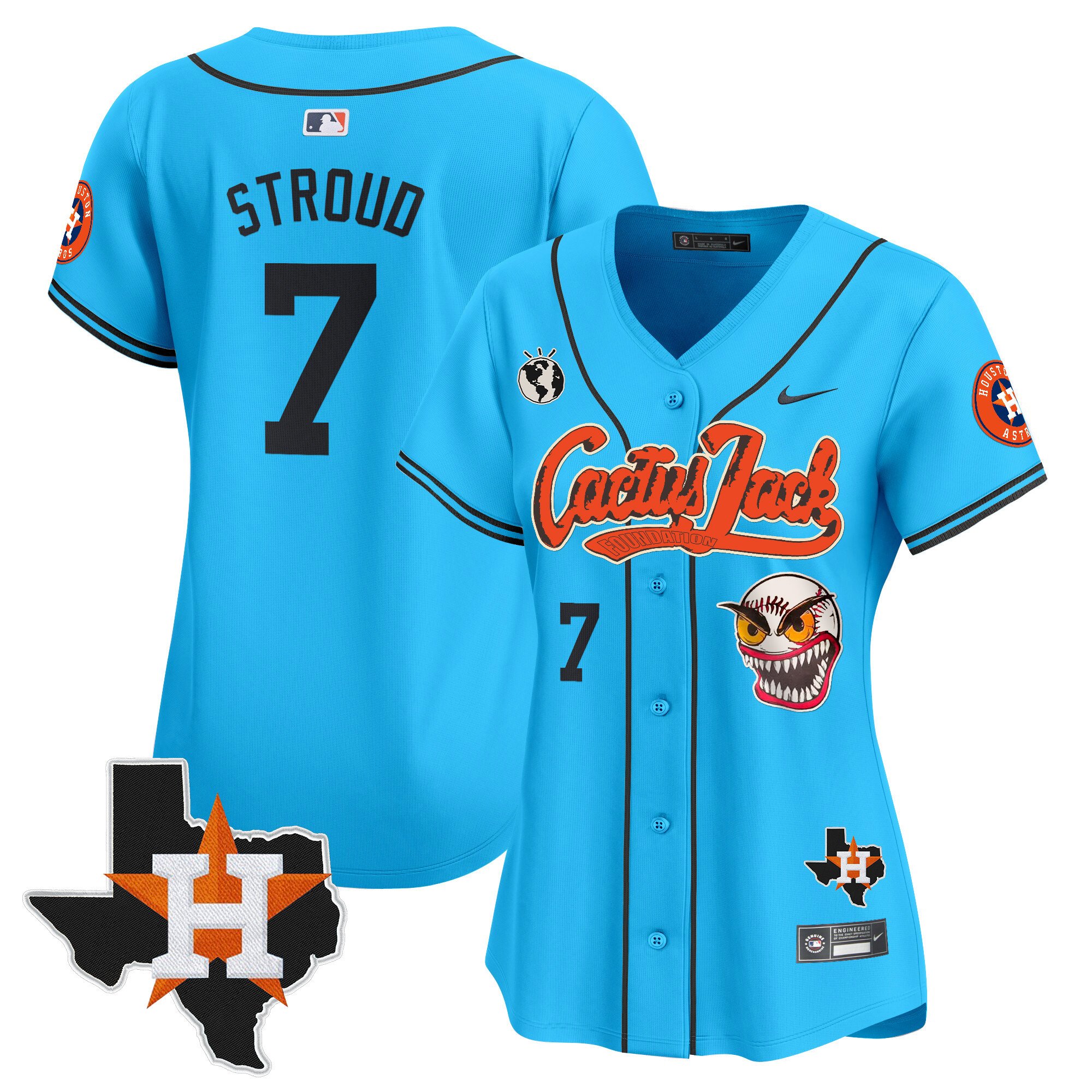 Women’S Houston Astros Cactus Jack Patch Vapor Premier Limited Jersey V12 – Stitched