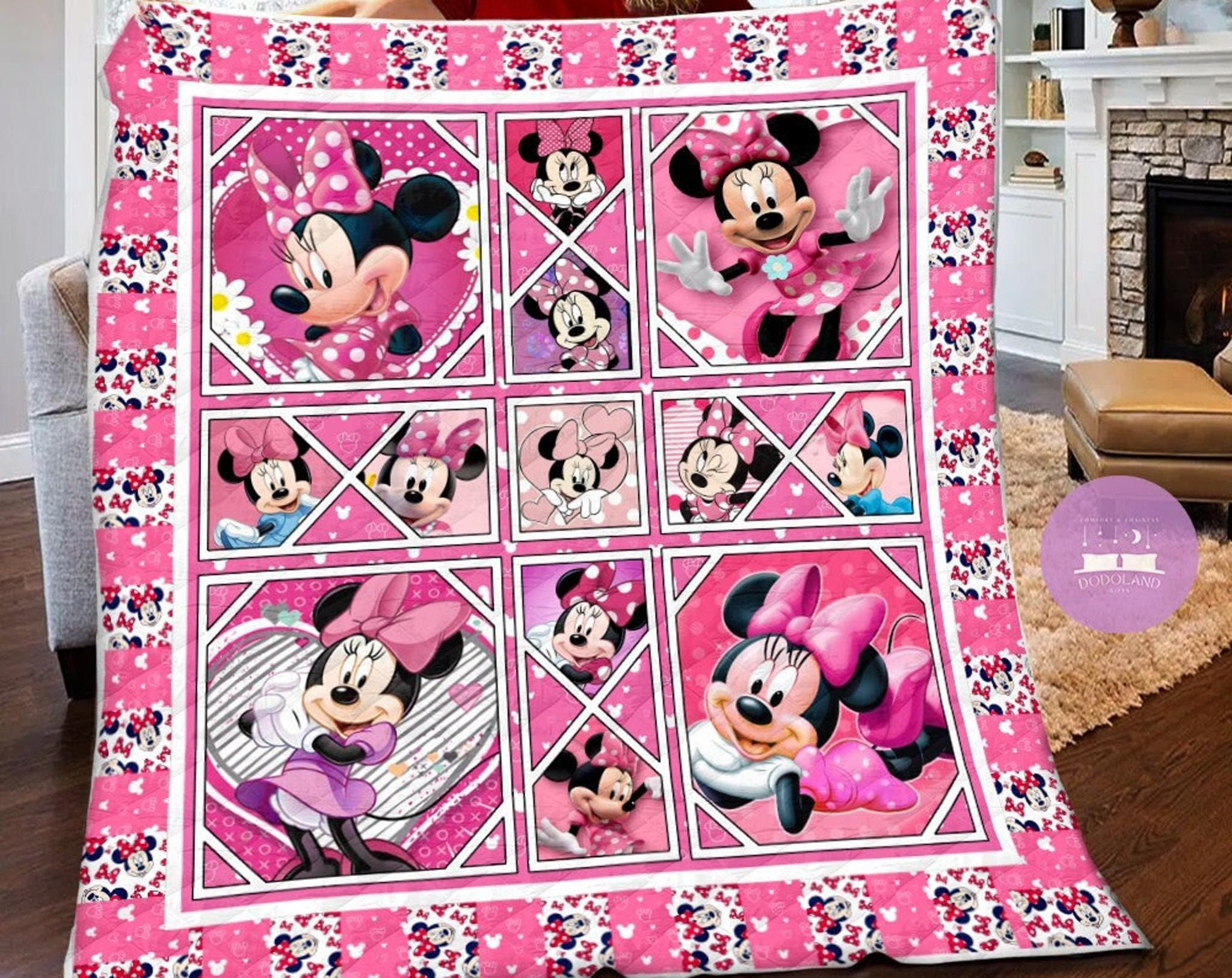 Minnie Blanket, Minnie Fleece Quilt Blanket, Minnie Mouse Blanket Quilt, Minnie Couch Sofa Blanket, Birthday Gifts Dolerstore Bespoketshirt