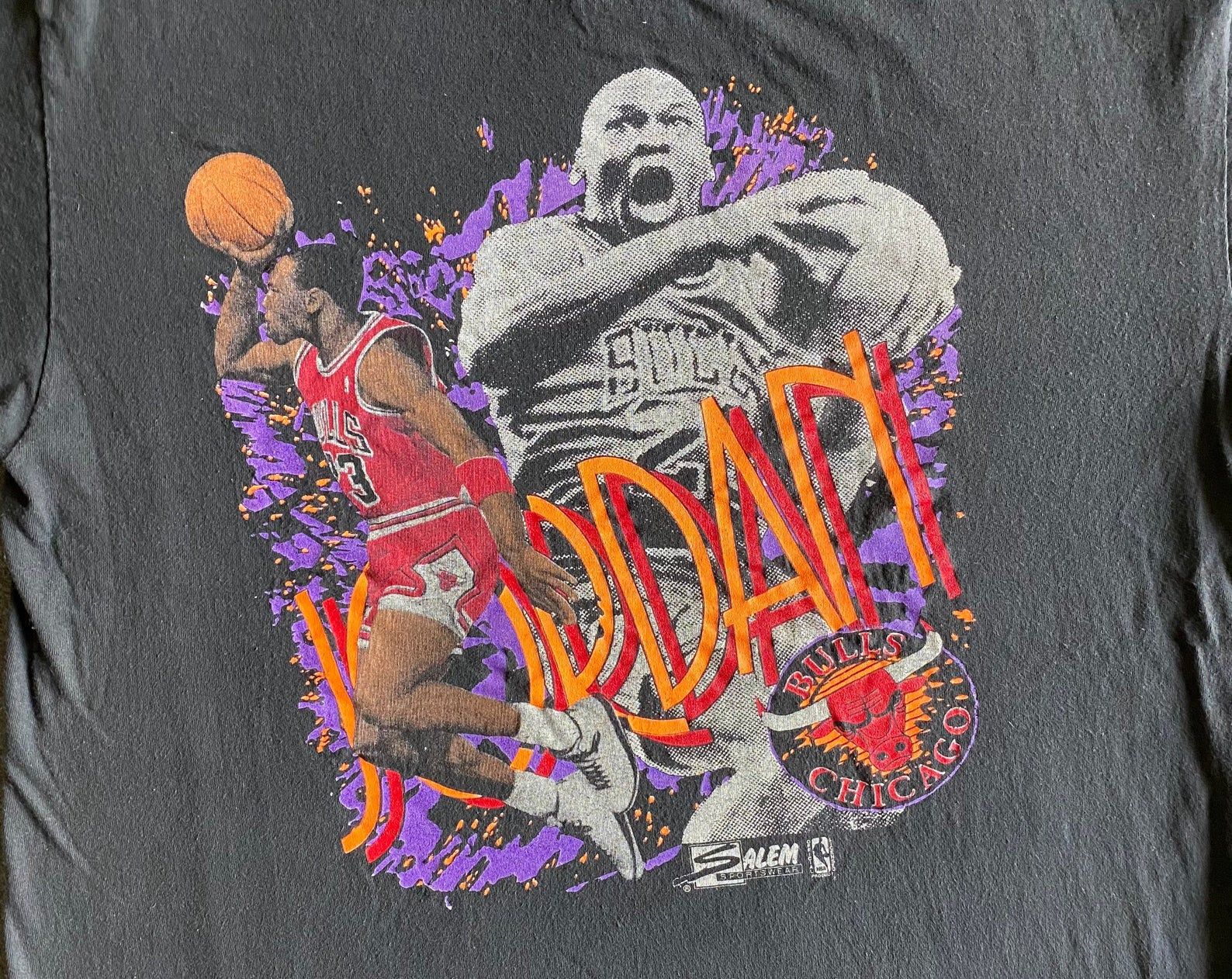 Michael Jordan Chicago Bulls Vintage 90’S Black And Neon T Shirt M Sportswear Label Excellent Vintage Condition