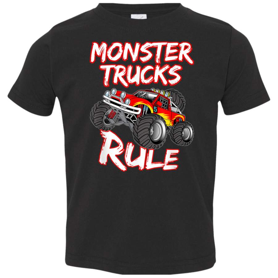 Cool Vintage Monster Truck Rule  TShirt 3321 Rabbit Skins Toddler Jersey T-Shirt