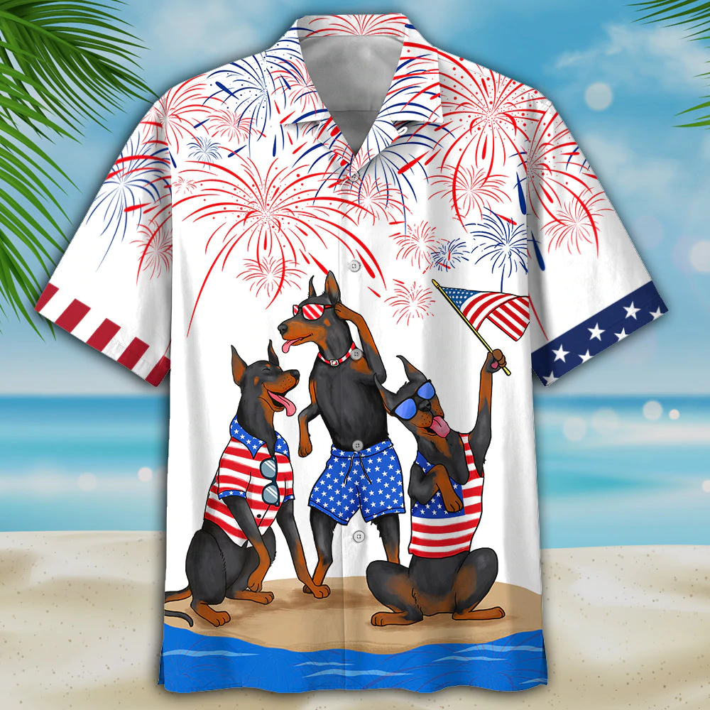 Dobermann Hawaiian Shirts – Independence Day Is Coming, Usa Patriotic Hawaiian Shirt