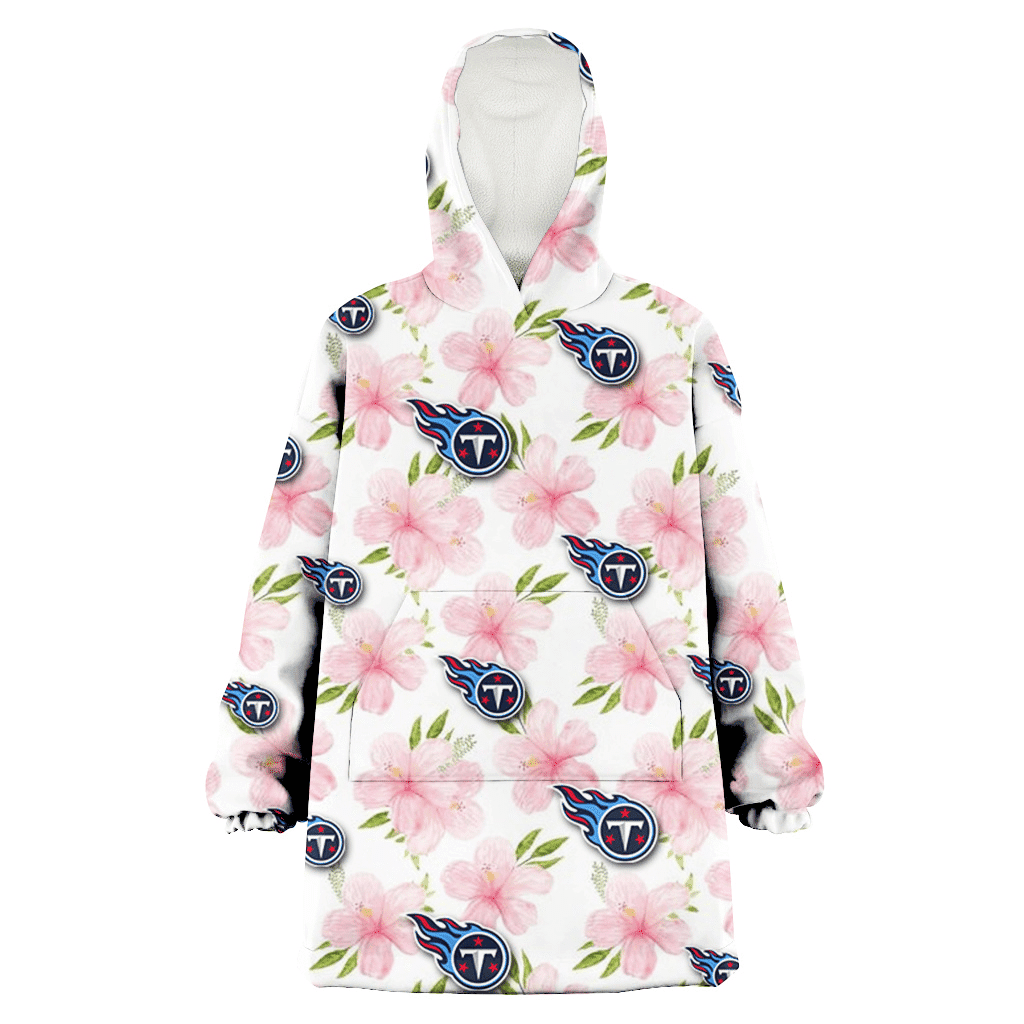 Tennessee Titans Light Pink Hibiscus White Background 3D Printed Hoodie Blanket Snug Hoodie