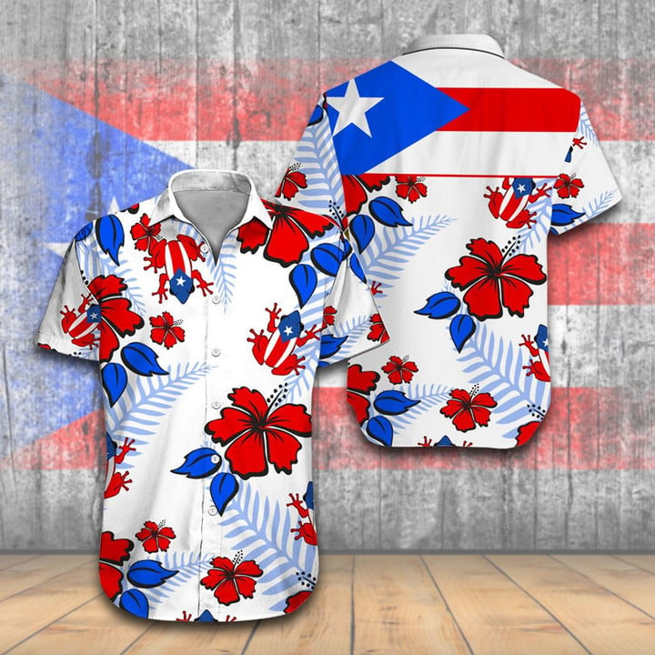 Restocked Mall – Puerto Rico Coqui Hibiscus Hawaiian Shirt