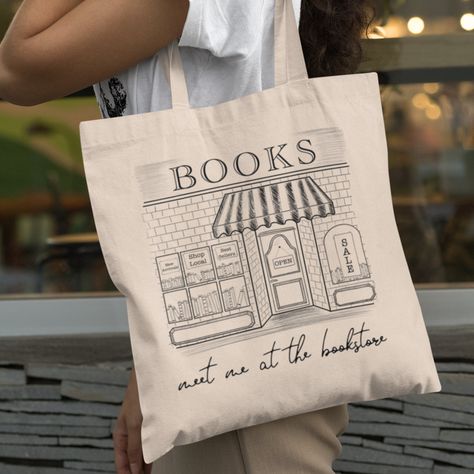 Meet Me at the Bookstore Canvas Tote Bag, Book Bag, Reading Tote, Bookish Tote Bag, Teacher Gifts