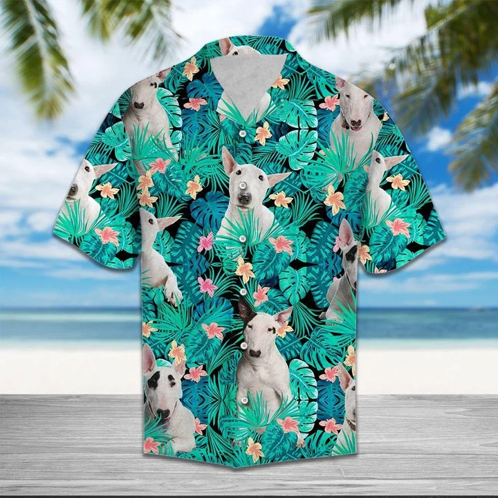 Bull Terrier Into Tropical Jungle Hawaiian Shirt, Dog Hawaiian Shirt For Men And Women