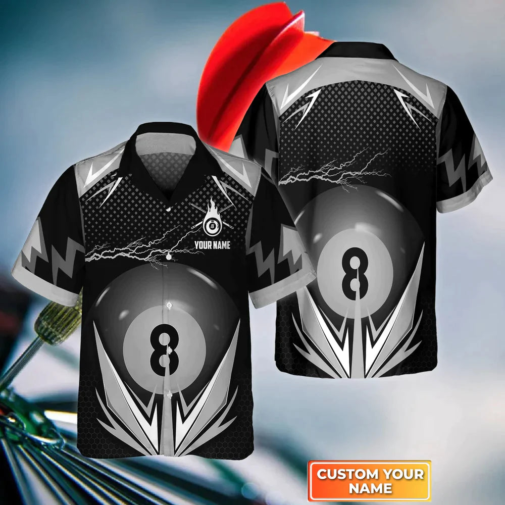 8 Ball Pool Thunder Billiard Player 3D Hawaiian Shirt For Team, Gift For Billiard Players