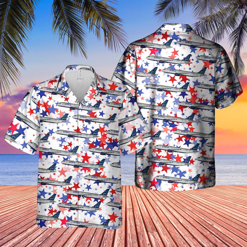 Us Airlines 5 Airbus A320-232 4Th Of July Hawaiian Shirt, Patriotic Hawaiian Shirt For Men