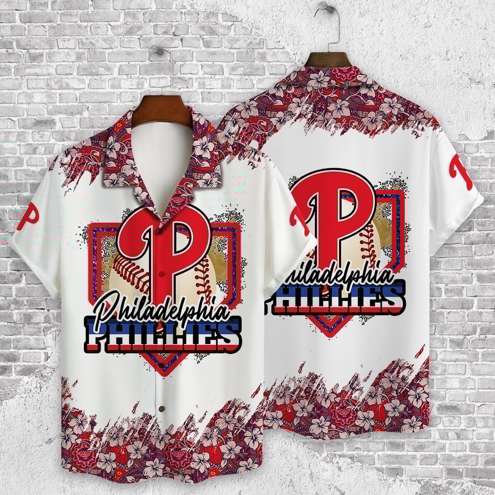 Philadelphia Phillies Baseball Pattern Vintage Hawaiian Shirt
