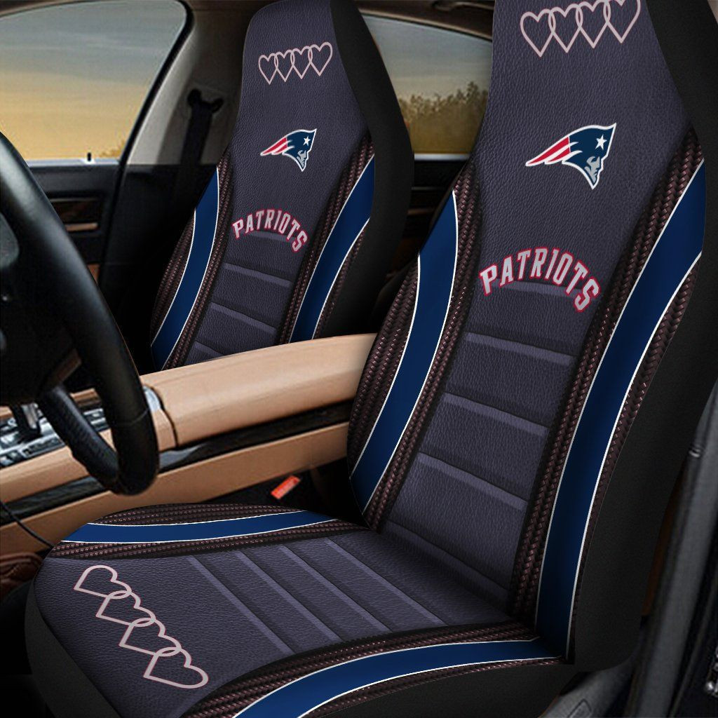 New England Patriots Grey Dark Blue Car Seat Cover Set CSC3988