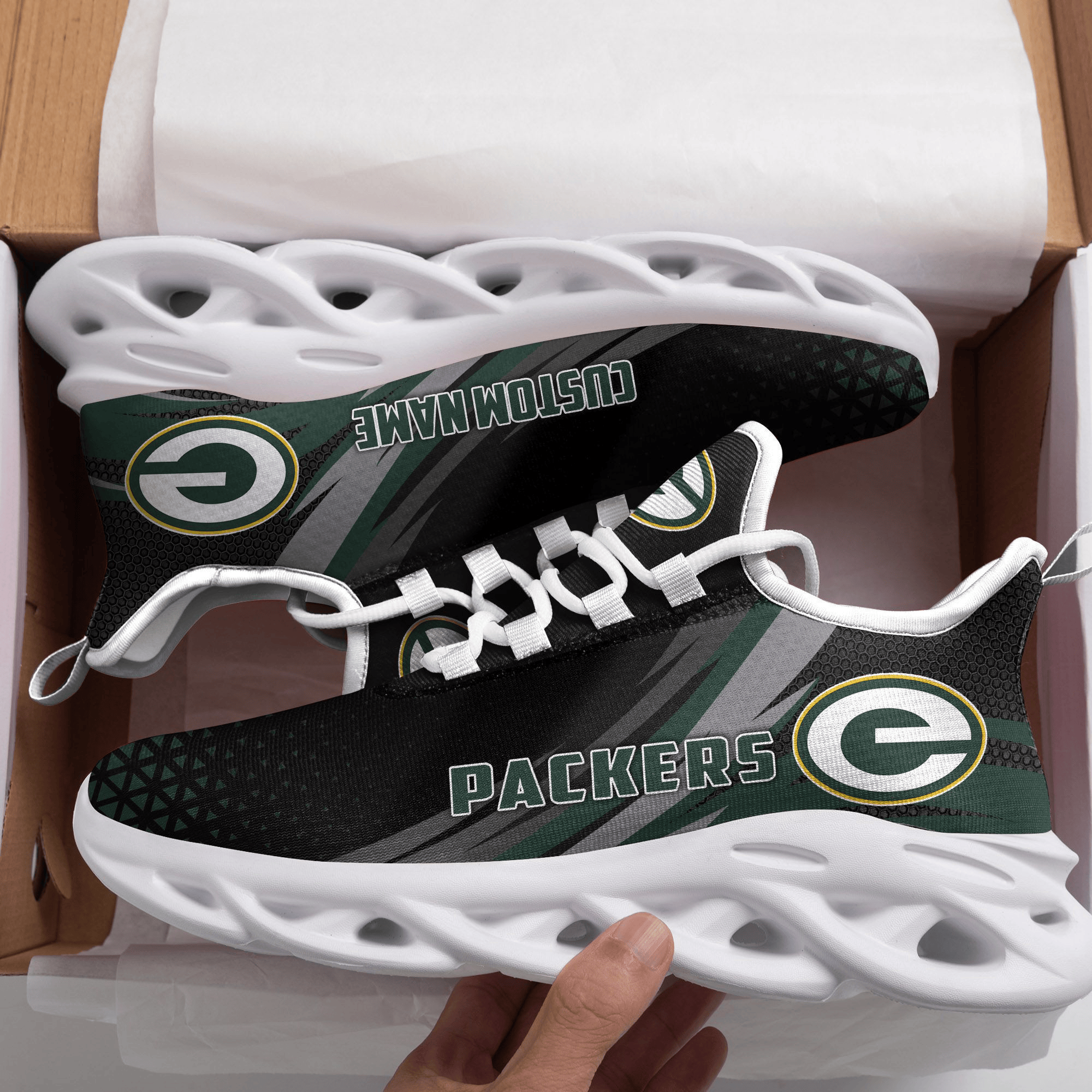 Green Bay Packers Triangle Custom Personalized Max Soul Sneakers Running Sports Shoes For Men Women Football Fanfootball Fan MS3241