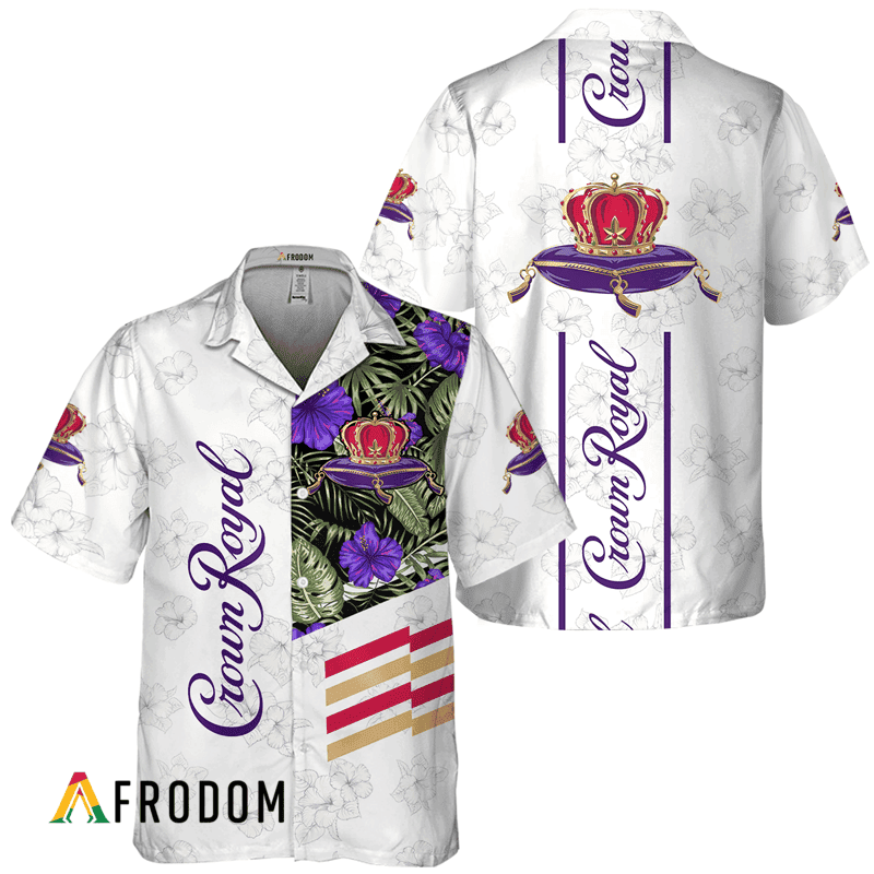 Crown Royal White Tropical Flower Hawaiian Shirt
