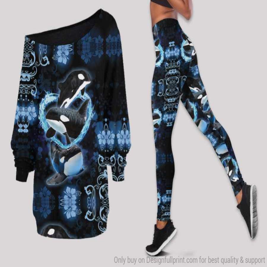 Orca Whales High Waisted Leggings